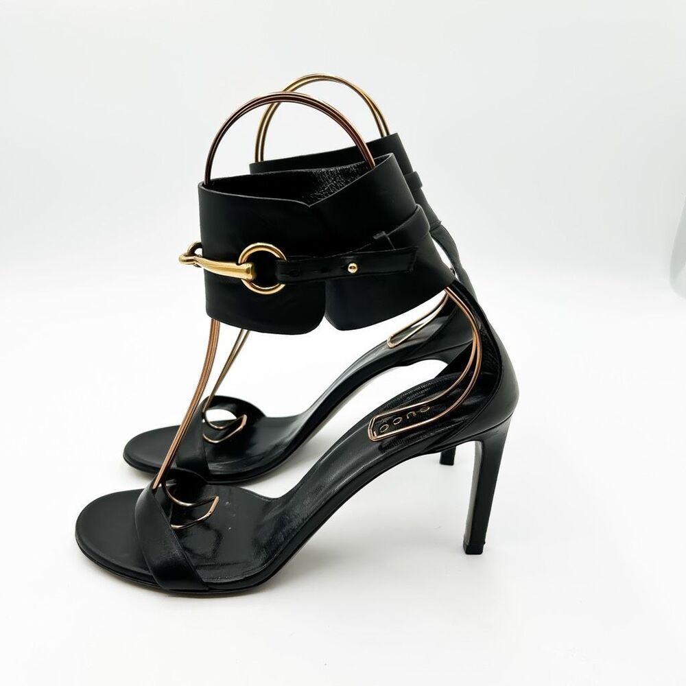 Gucci Heels Horsebit Black Leather Ursula Sandals 38, 8 - Picture 4 of 14